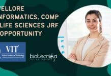 VIT Vellore Bioinformatics, Comp Bio, Life Sciences JRF Job Opportunity VIT Vellore Comp Bio