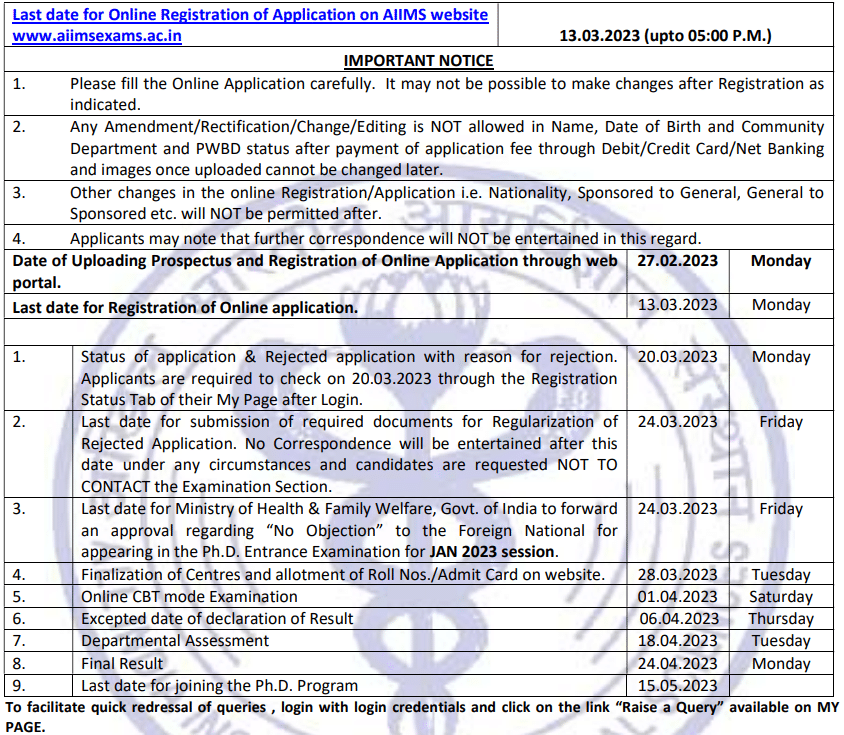 AIIMS Delhi PhD 2023 Admission Jan 2023 - Applications Invited