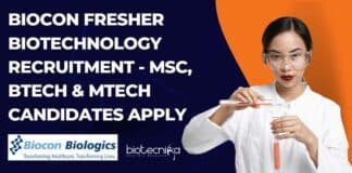 Biocon Fresher Biotechnology Job