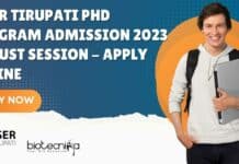 IISER Tirupati PhD Program Admission 2023 August Session – Apply Online Biology PhD Admission August2023