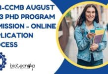 CSIR-CCMB August 2023 PhD Program Admission – Online Application Process CCMB 2023 PhD Admission