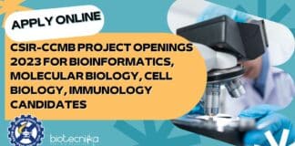 CSIR-CCMB Project Openings 2023