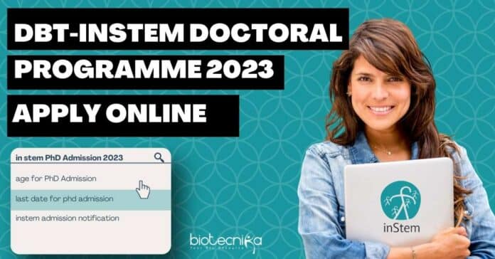 DBT-inStem Doctoral Programme 2023