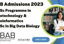 IBAB Admissions 2023 – MSc Programme In Biotechnology & Bioinformatics And MSc In Big Data Biology