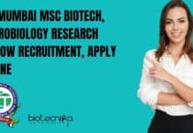 ICT Mumbai MSc Biotech, Microbiology Research Fellow Recruitment, Apply Online ICT Mumbai MSc Biotech