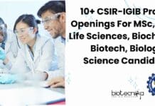 10+ CSIR-IGIB Project Openings For MSc, PhD Life Sciences, Biochem, Biotech, Biological Science Candidates IGIB Multiple Project Vacancies
