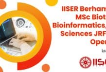 IISER Berhampur MSc Biotech, Bioinformatics, Life Sciences JRF Job Opening IISER Berhampur MSc Biotech