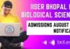 IISER Bhopal MSc Biological Sciences Admissions August 2023 Notification IISER Bhopal MSc Admission