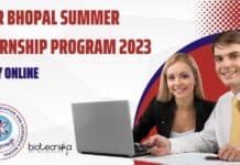IISER Bhopal Summer Internship Program 2023, Apply Online IISER-Bhopal Summer Internship 2023