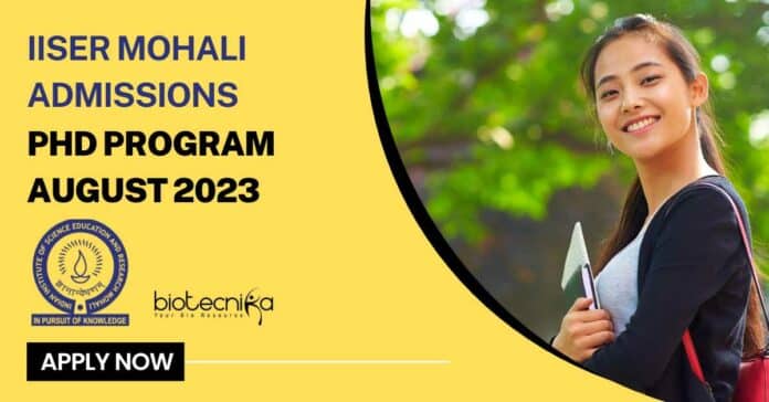 IISER Mohali 2023 Admission