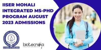 IISER Mohali Integrated Admissions