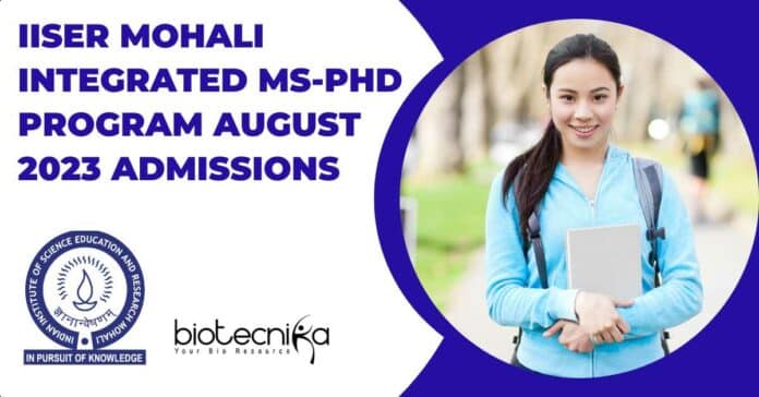 IISER Mohali Integrated Admissions