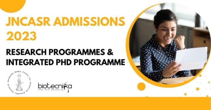 JNCASR Admissions 2023
