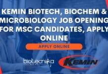 Kemin Biotech, Biochem & Microbiology Job Opening For MSc Candidates, Apply Online Kemin Associate Post