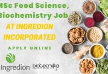 MSc Food Science, Biochemistry Job at Ingredion Incorporated, Apply Online MSc Food Science