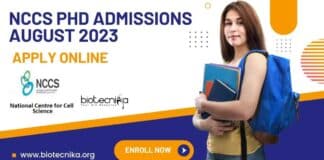 NCCS PhD 2023 Admission