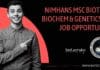 NIMHANS MSc Biotech, Biochem & Genetics JRF Job Opportunity NIMHANS JRF Vacancy 2023