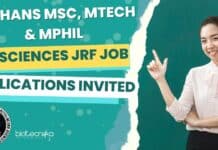 NIMHANS MSc, MTech & MPhil Life Sciences JRF Job Opening, Applications Invited NIMHANS Project JRF Vacancy