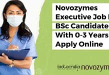 Novozymes Executive Job For BSc Candidates With 0-3 Years Exp, Apply Online Novozymes Executive Job