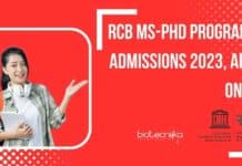 RCB MS-PhD Programme Admissions 2023, Apply Online RCB MS-PhD Programme Admission 2023