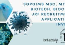 SGPGIMS MSc, MTech Biotech, Biochem JRF Recruitment, Applications Invited SGPGIMS JRF Post 2023