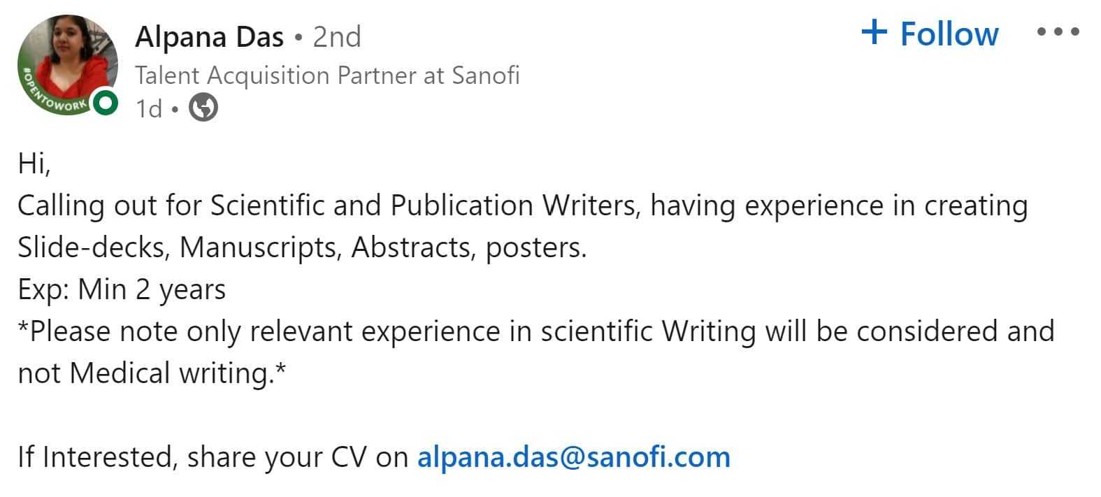 Scientific Writer Jobs