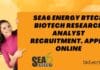 Sea6 Energy BTech Biotech Research Analyst Recruitment, Apply Online Sea6 Energy BTech Biotech