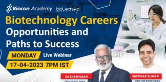 Biocon Academy Webinar 2023 On Biotechnology Careers: Opportunities and Paths to Success Hosted By Biotecnika