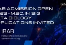 IBAB Admission Open 2023 – M.Sc. In ‘Big Data Biology’ – Applications Invited IBAB Big Data Biology MSc Admissions 2023 Open