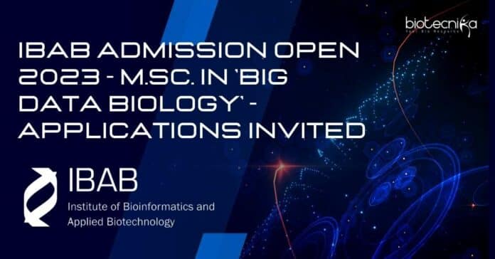 IBAB Big Data Biology MSc Admissions 2023 Open