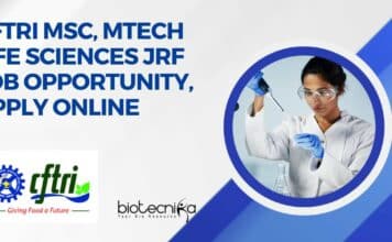 CFTRI MSc, MTech Life Sciences JRF Job Opportunity, Apply Online CFTRI Project JRF 2023