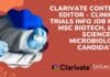 Clarivate Content Editor – Clinical Trials Info Job For MSc Biotech, Life Sciences & Microbiology Candidates Clarivate Content Editor