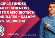 ICT Cipla Funded Project Scientist Job For MSc Biotech Candidates – Salary of Rs. 55,000 pm ICT Project Scientist Job