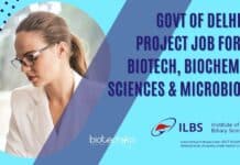 Govt of Delhi ILBS Project Job For MSc Biotech, Biochem, Life Sciences & Microbiology MSc Project Vacancy