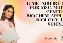 ICMR-NIIH JRF Job For MSc, MTech Genetics, Biochem, Applied Biology, Life Sciences NIIH JRF Job