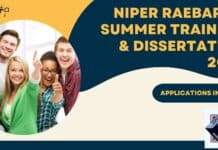 NIPER Raebareli Summer Training & Dissertation 2023 – Applications Invited NIPER Raebareli Summer Training