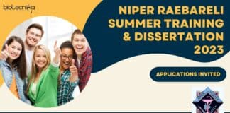 NIPER Raebareli Summer Training