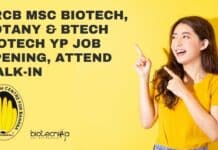 NRCB MSc Biotech, Botany & BTech Biotech YP Job Opening, Attend Walk-In NRCB Young Professional Job