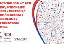 Project-JRF Job at RCB For MSc, MTech Life Sciences / Biotech / Mol Bio/ Biochem / Microbiology / Bioinformatics/ Genomics Project-JRF Post at RCB