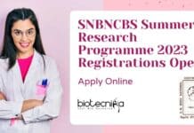 SNBNCBS Summer Research Programme