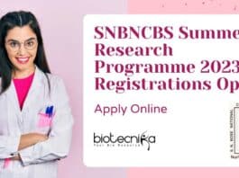 SNBNCBS Summer Research Programme