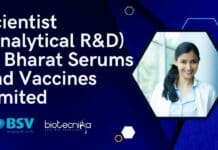 Scientist (Analytical R&D) at Bharat Serums and Vaccines Limited Scientist (Analytical R&D)
