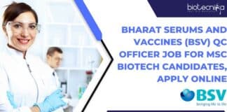 BSV MSc Biotech QC Officer
