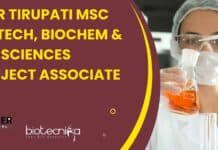 IISER Tirupati MSc Biotech, Biochem & Life Sciences Project Associate Job IISER Tirupati MSc Biotech