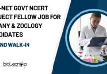 Non-NET Govt NCERT Project Fellow Job For Botany & Zoology Candidates, Attend Walk-In NCERT Project Opening