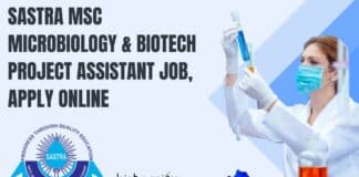 SASTRA MSc Project Vacancy