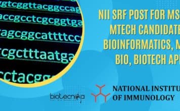NII SRF Post For MSc & MTech Candidates – Bioinformatics, Mol Bio, Biotech Apply SRF Jobs Delhi 2023