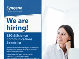 BSc Life Sciences Syngene Job - Apply For ESG & Science Communications Specialist Role