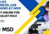 BSc Life Sciences Job Opening at MSD – Apply Online For Specialist Role MSD BSc Life Sciences Job