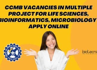 CCMB Vacancies In Multiple